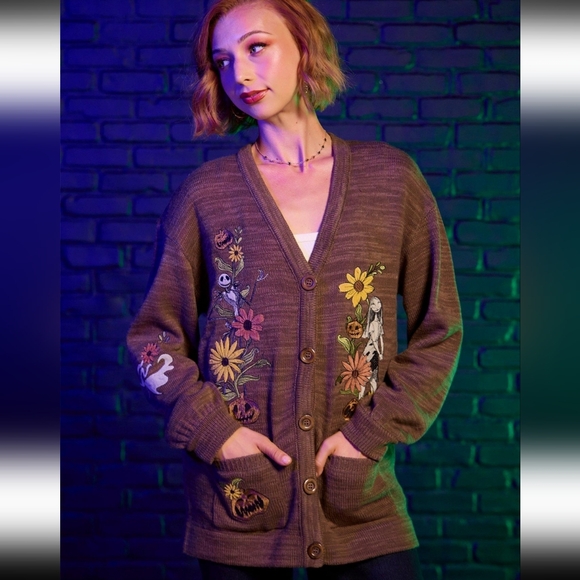 Her Universe Nightmare Before Christmas Jack Sally Fall Floral Cardigan SWEATER - Picture 1 of 4